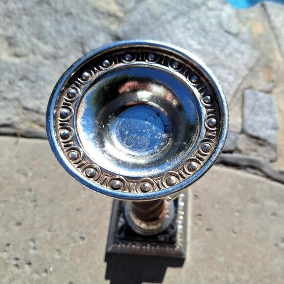 Gorgeous Vintage Dilly MFG Ornate Metal Candle Holder with Marble Base - Picture 4 of 13